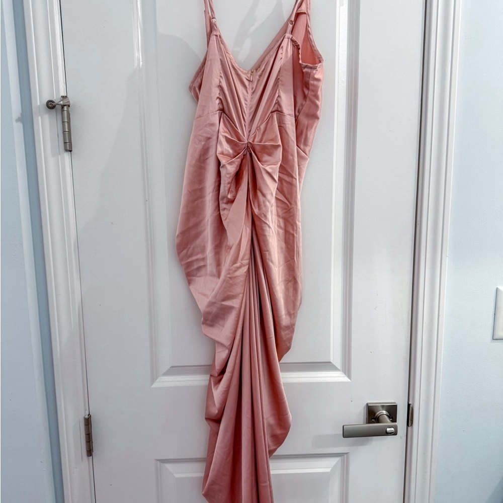 PrettyLittleThing Blush Satin Dress - Picture 6 of 6